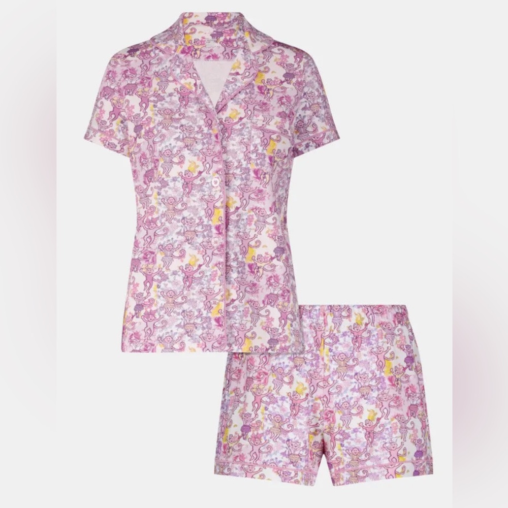 Roller Rabbit x LoveShackFancy Pajama Set in Preppy Patchwork in Monkeys